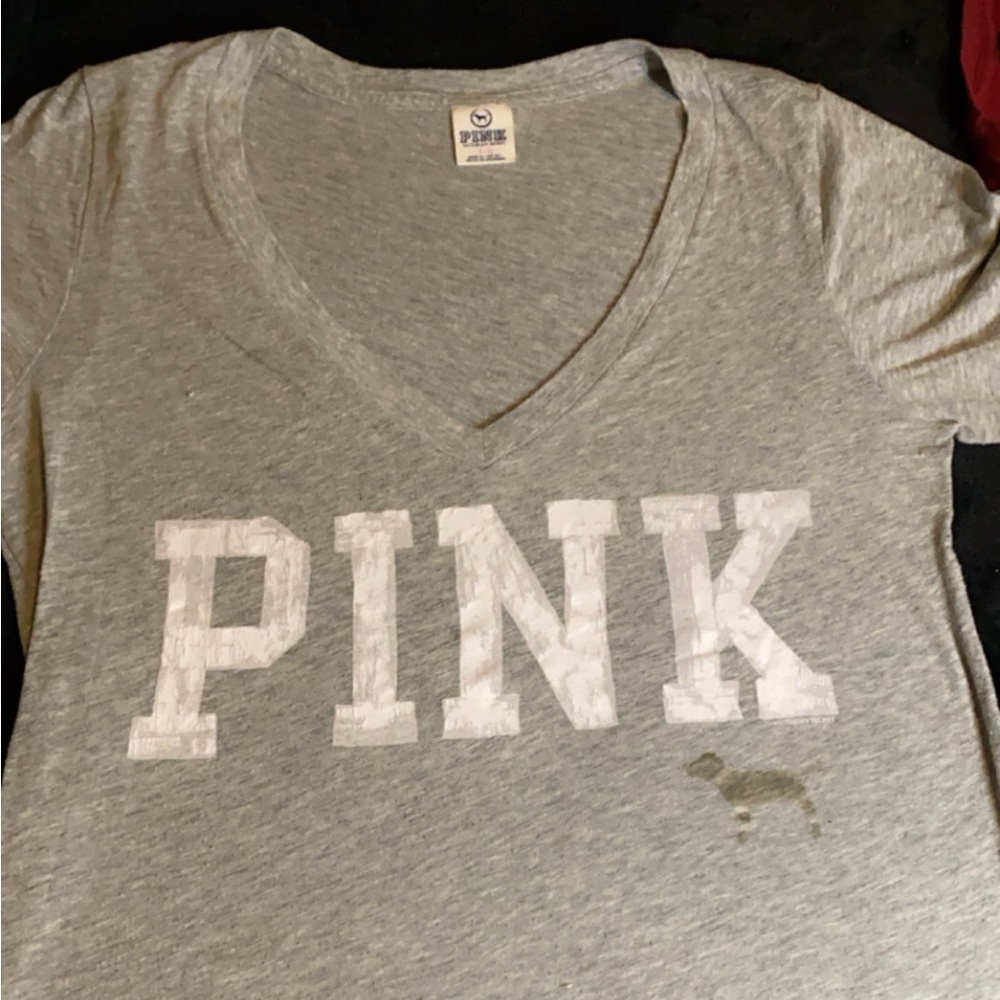 PINK V Neck T Shirt